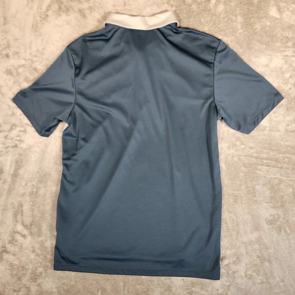 Adidas Golf Polo Mens Large Blue White Excellent Striped Performance AE4107